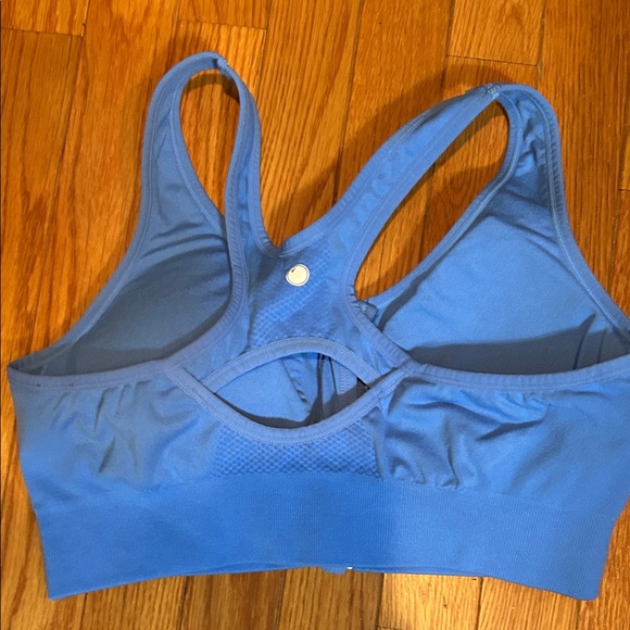Yogalicious Bright Blue Zip-Front Sports Bra - Picture 4 of 5